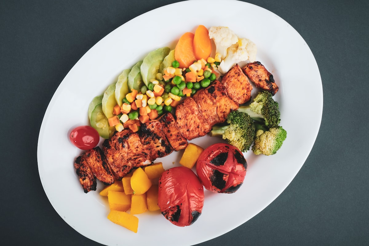 Vegetarian meal highlighting plant-based proteins and colorful vegetables